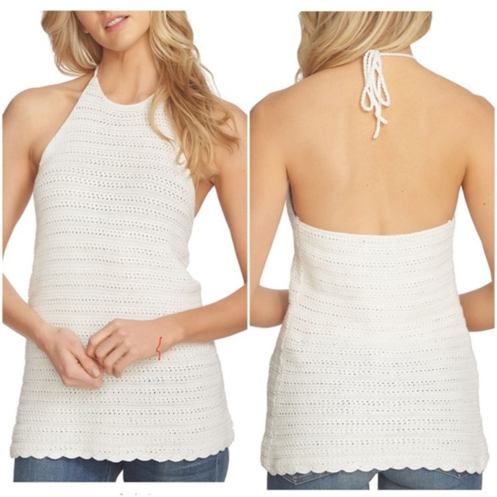 1.state Crochet Halter Open Back Top
